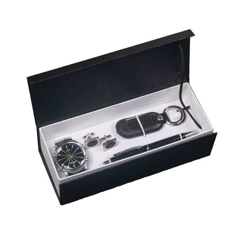 Watch Keychain Pen Cufflinks Four-piece Men's Hand Gift Box