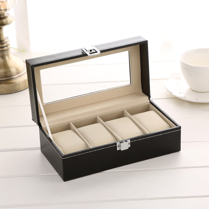 Watch Box Leather Simplicity Transparent Window Packaging Box