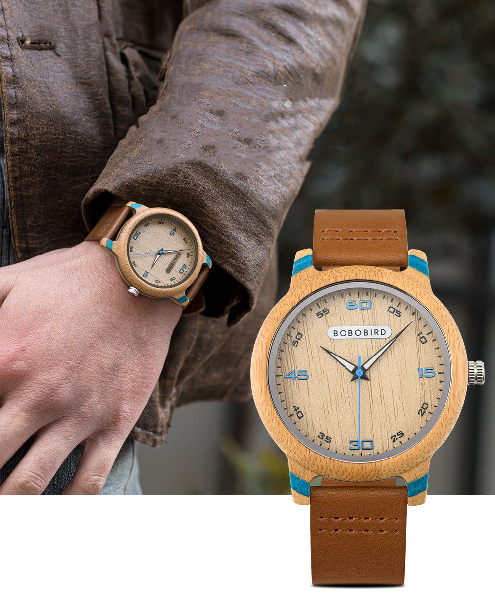 Creative Log Color Wooden Watch Quartz Movement