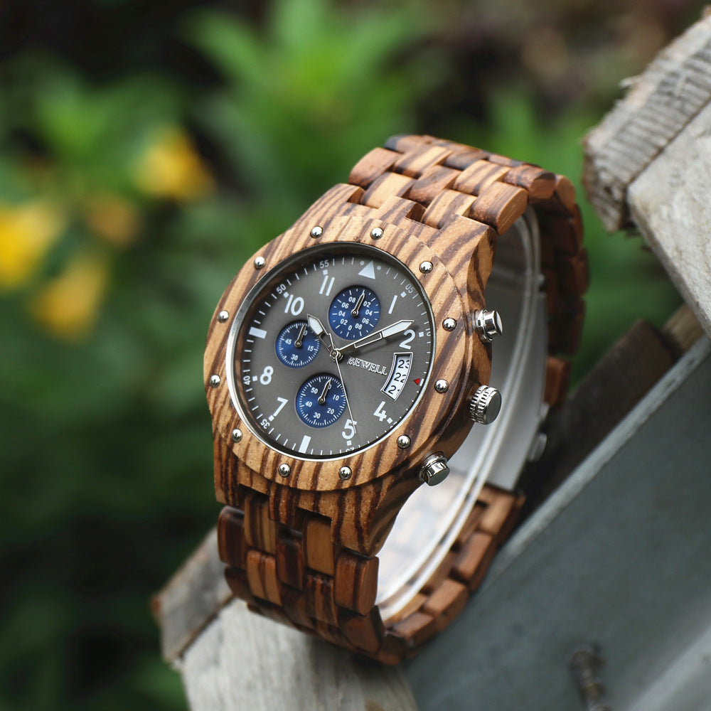 Fashion Men's Wooden Watch Luminous Watch Needles Cross-border E-commerce Factory In Stock Wholesale