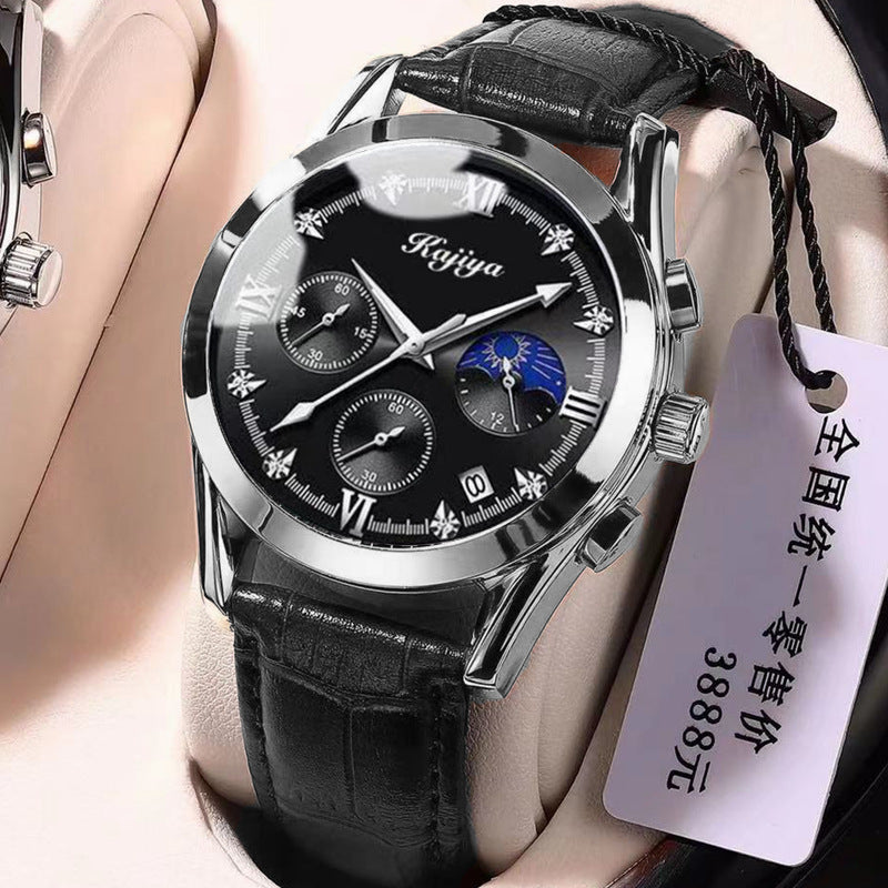 Korean Fashion Leather Steel Band Sport Quartz Watch