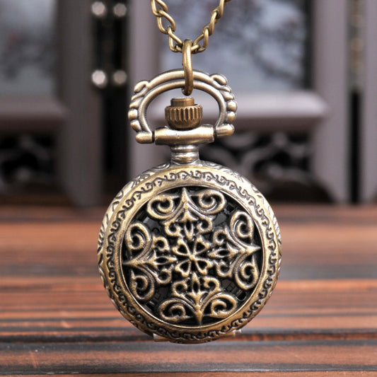 Skeleton Vintage Arrow Flower Quartz Pocket Watch