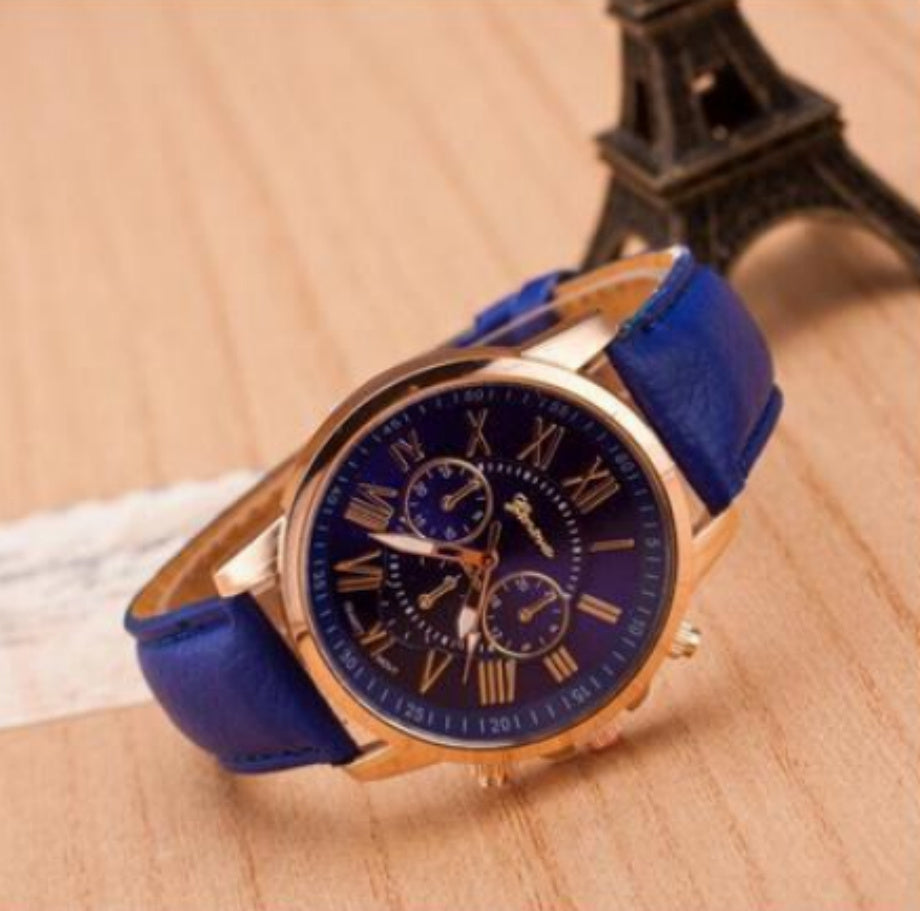 The latest three-eye belt watch Geneva GENEVA belt watch double-faced watch