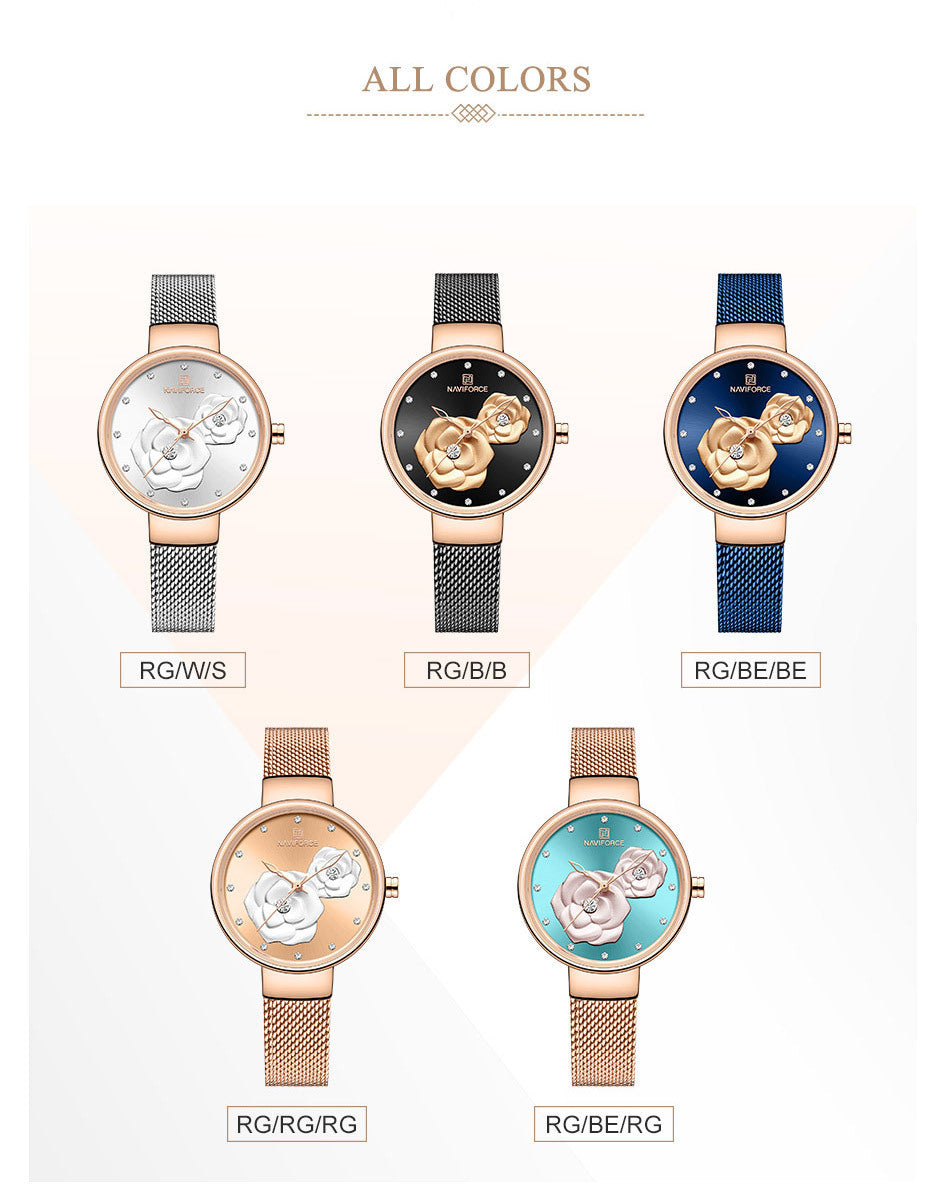 Casual fashion steel belt quartz female watch