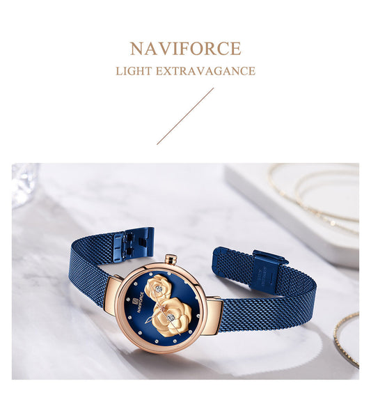 Casual fashion steel belt quartz female watch