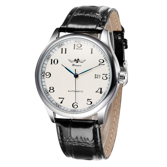 Men's Fashion Casual Ultra-Thin Calendar Automatic Mechanical Leather Watch