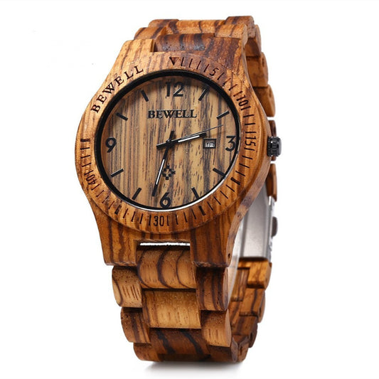 Calendar Quartz Zebra Wooden Table