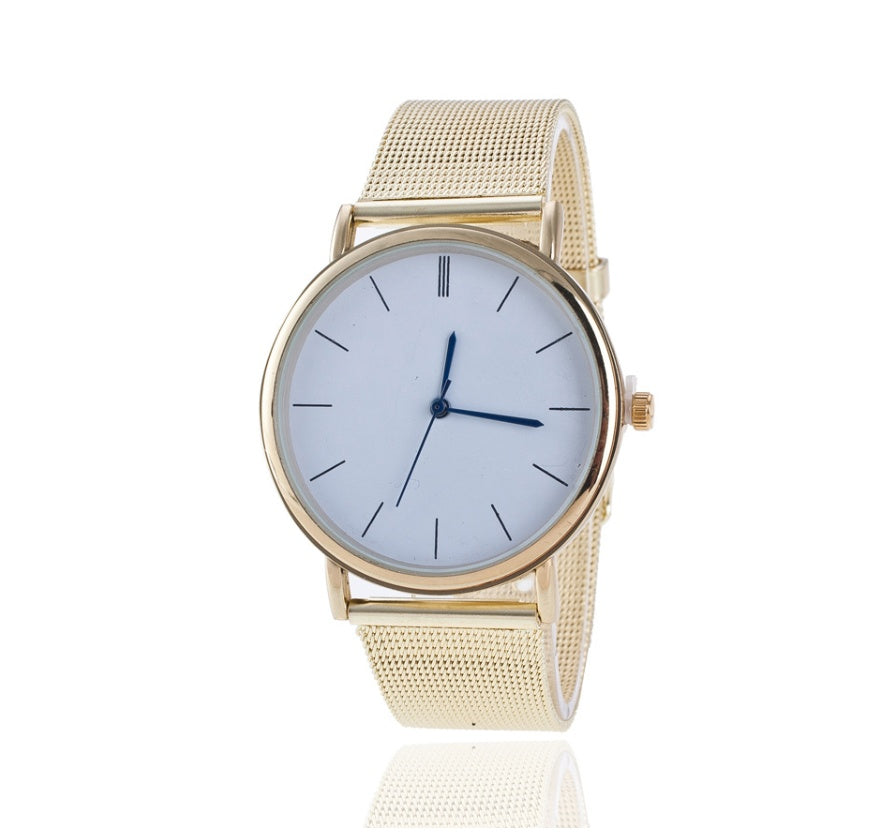 Geneva alloy mesh belt watch GENEVA ultra-thin fashion unisex quartz watch