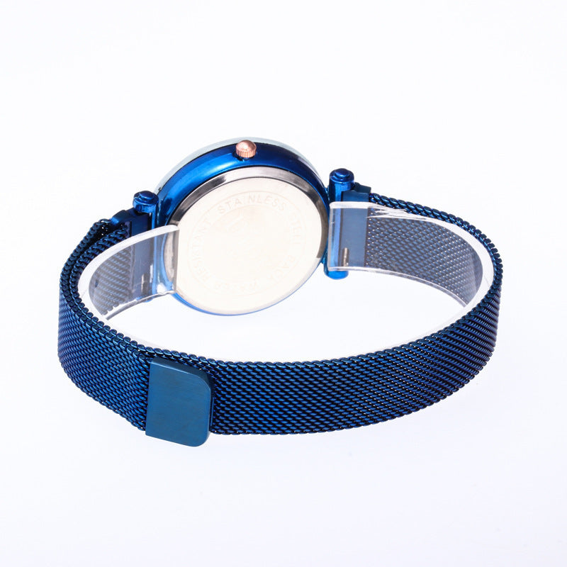New wholesale Douyin same style starry sky women's watch magnet Milan mesh watch one piece plastic case