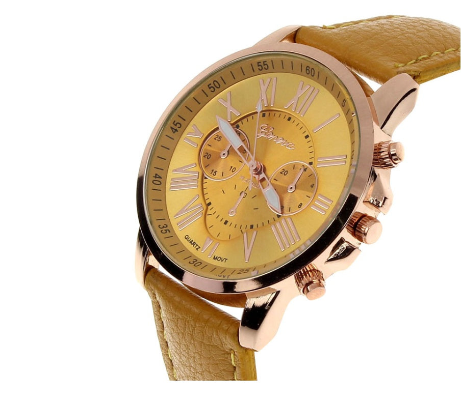 The latest three-eye belt watch Geneva GENEVA belt watch double-faced watch