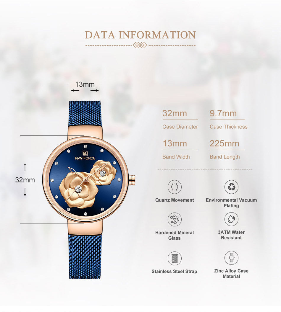 Casual fashion steel belt quartz female watch