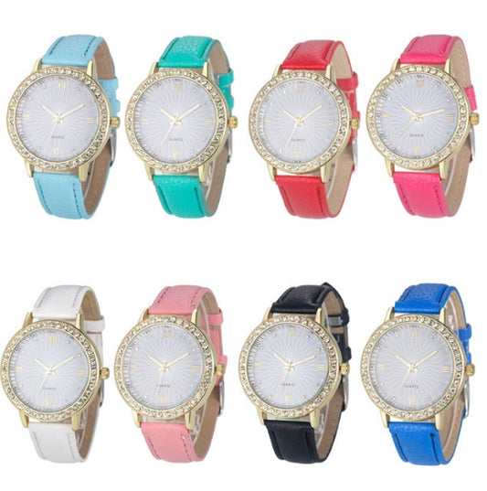 Women's watch sun face quartz watch personality rhinestone decoration fashion watch