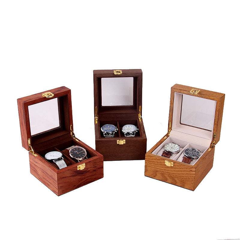 Vintage wooden 2 watch storage box