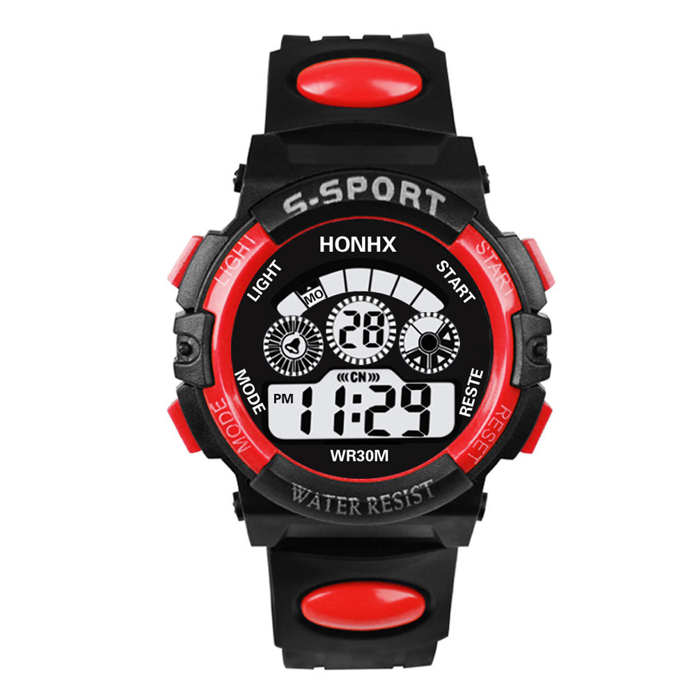 HONHX cross-border exclusive for men and women students electronic watch LED luminous watch 62 three eyes