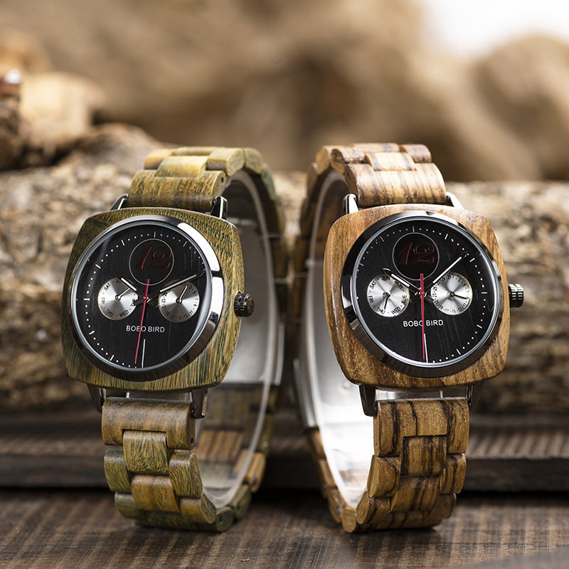 Men's youth art and leisure fashion wooden square watch
