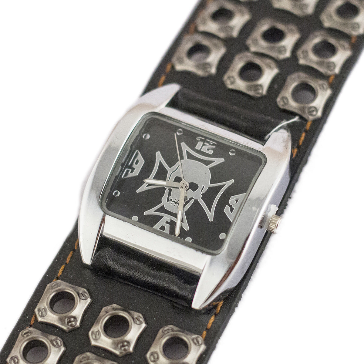 Men's Punk Silver Ghost Head Belt Watch