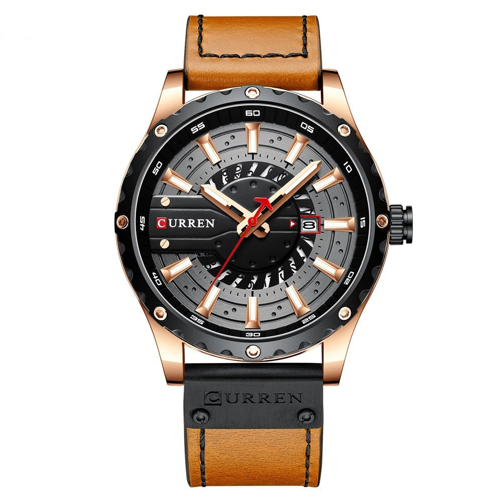 Waterproof Belt Calendar Men's Business Quartz Watch