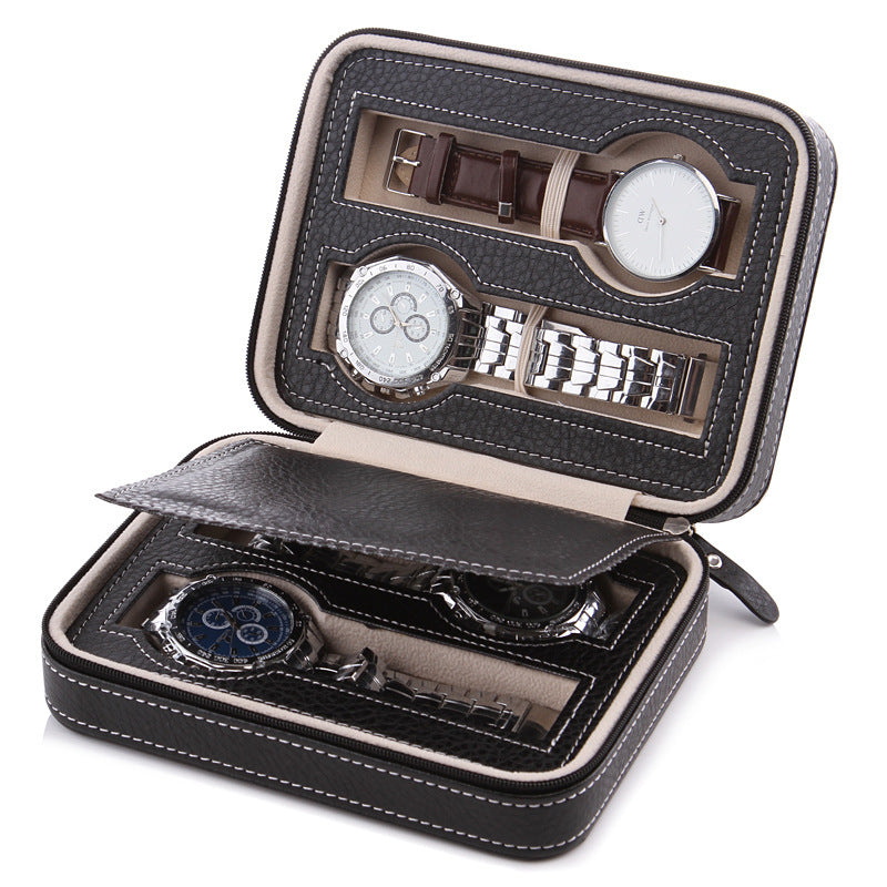 Zipper Watch Jewelry Storage Bag Pu Portable Travel Watch Packaging Box