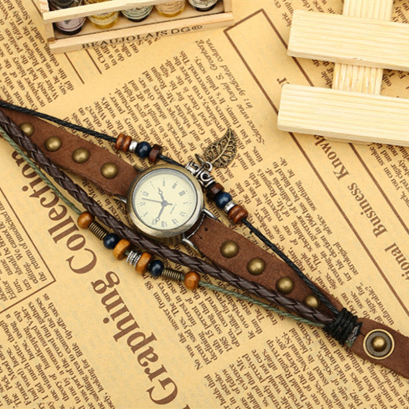 Leather Vintage Cowhide Bracelet Watch