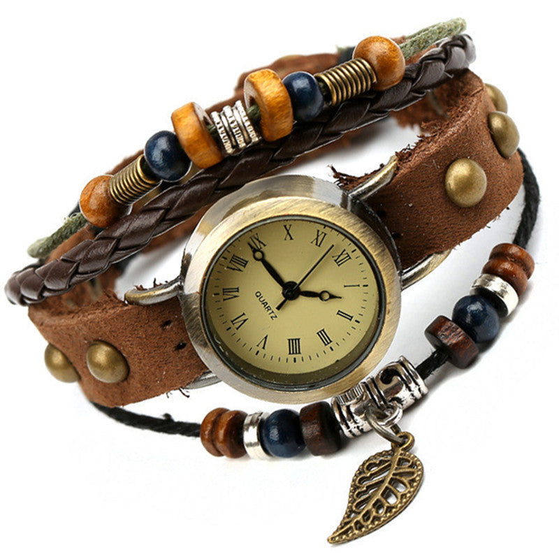 Leather Vintage Cowhide Bracelet Watch