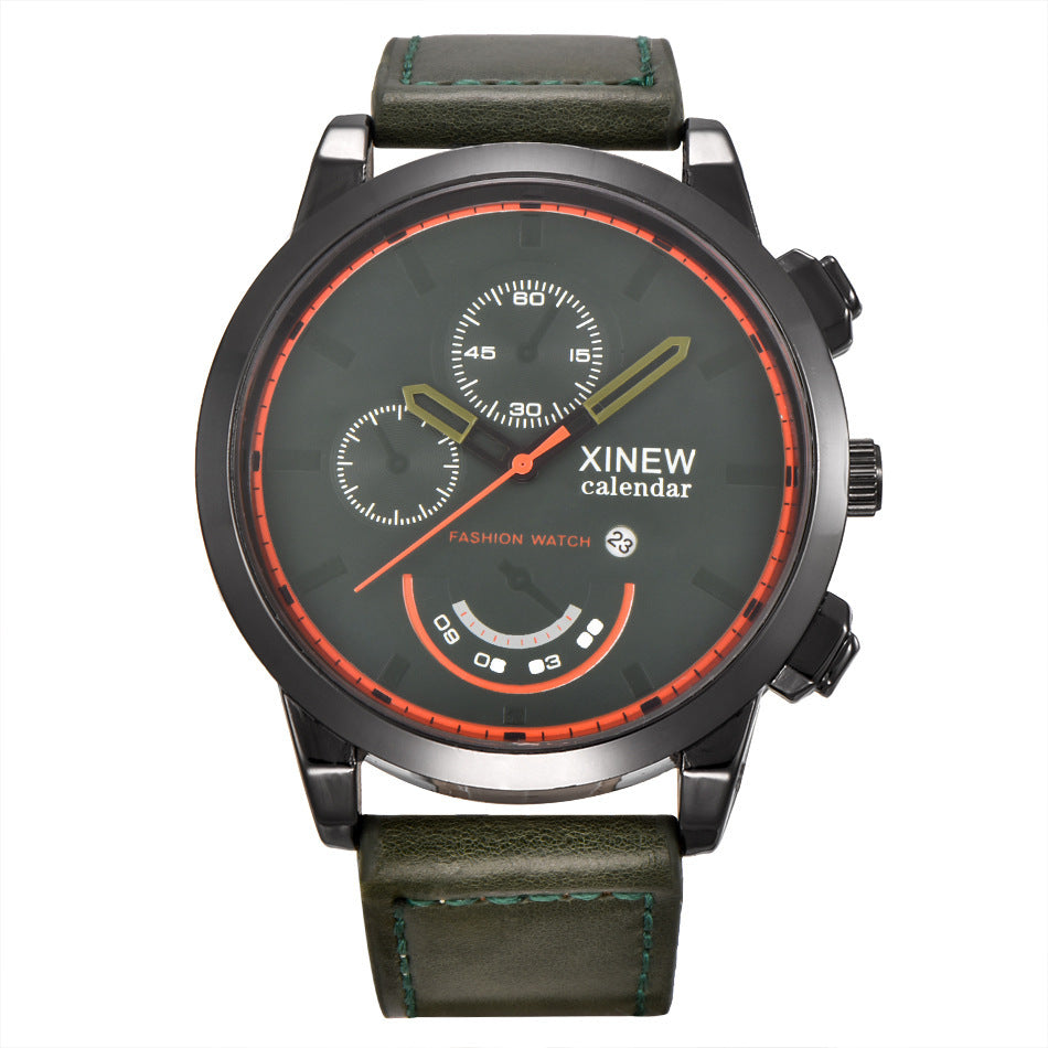 Men's large quartz watch