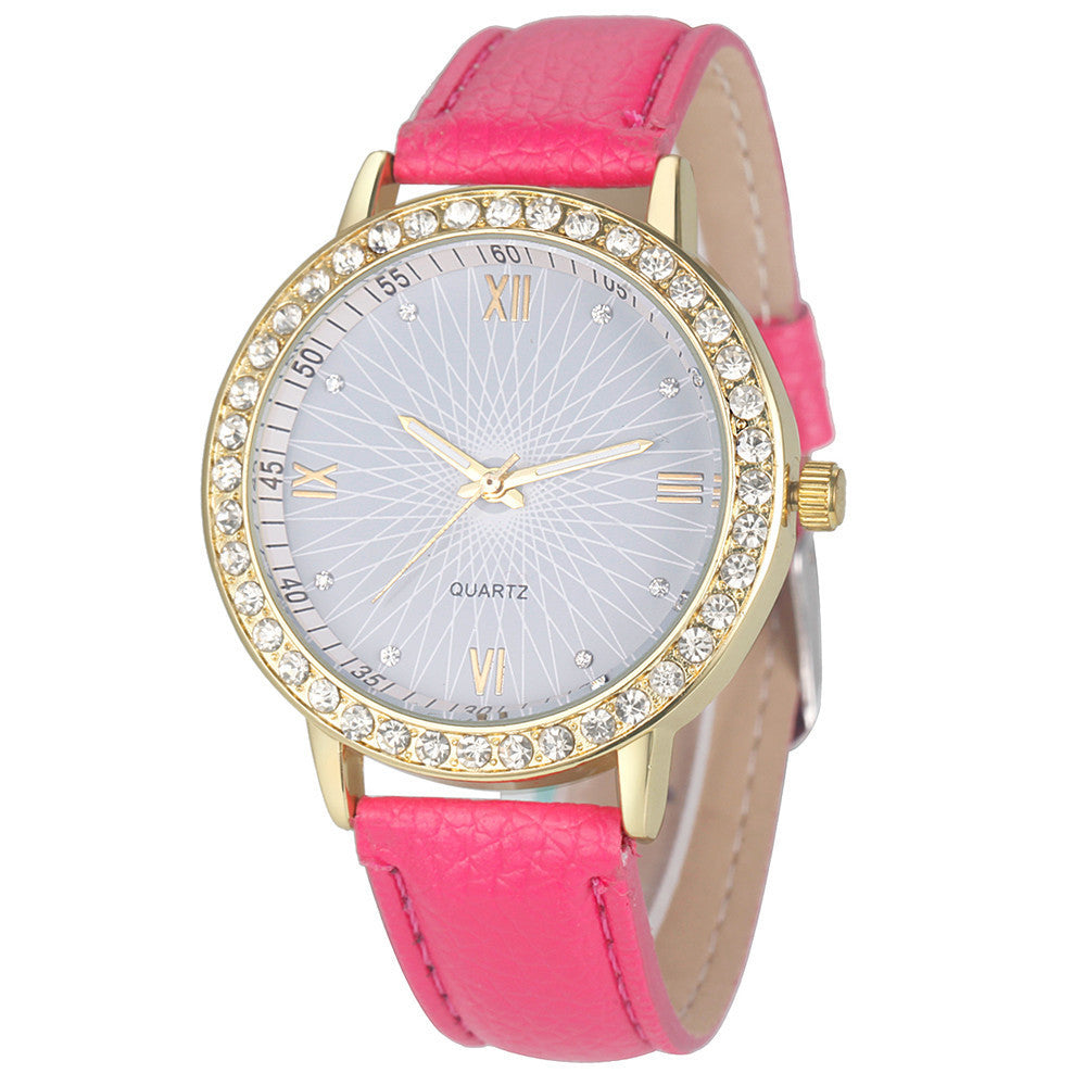 Women's watch sun face quartz watch personality rhinestone decoration fashion watch