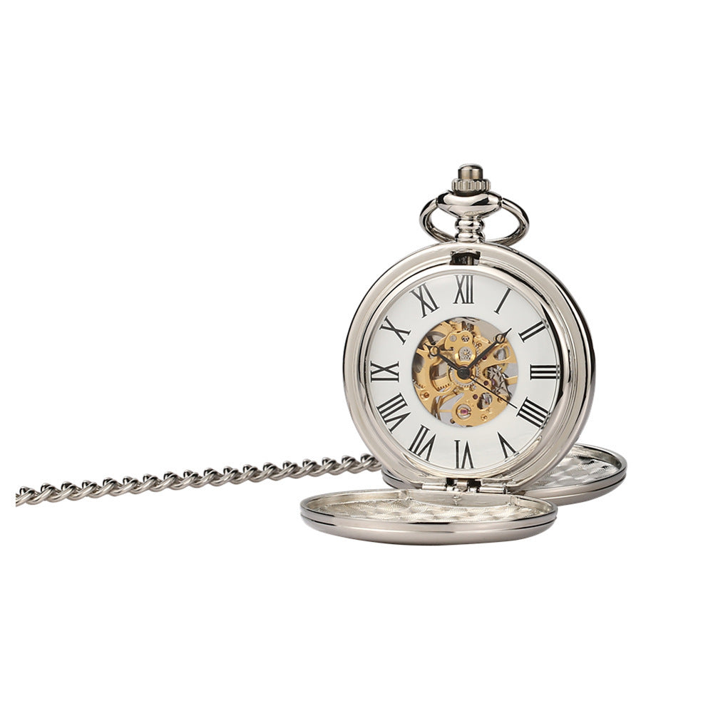 Double-open Two-sided Light Vintage Flip Mechanical Pocket Watch