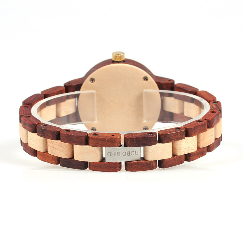 Wooden women's watch quartz
