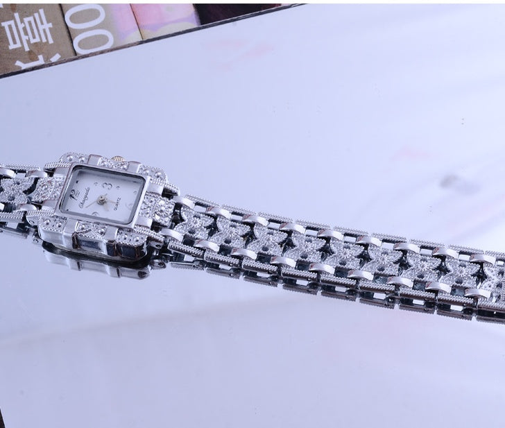 Roman Style Watch Square Diamond-studded Steel Watch 68 Movement Watch