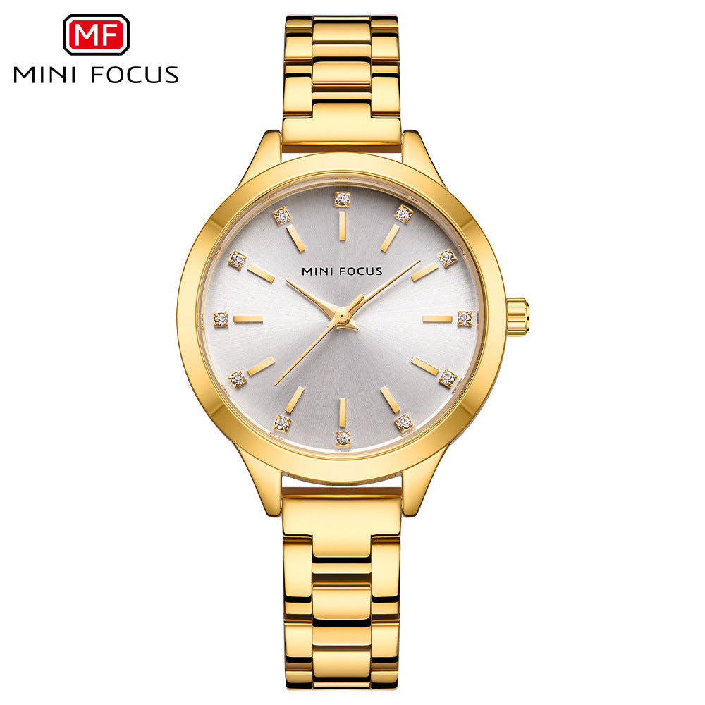MINI FOCUS brand women's watch light luxury diamond women's watch simple steel belt waterproof women's watch MF0367L