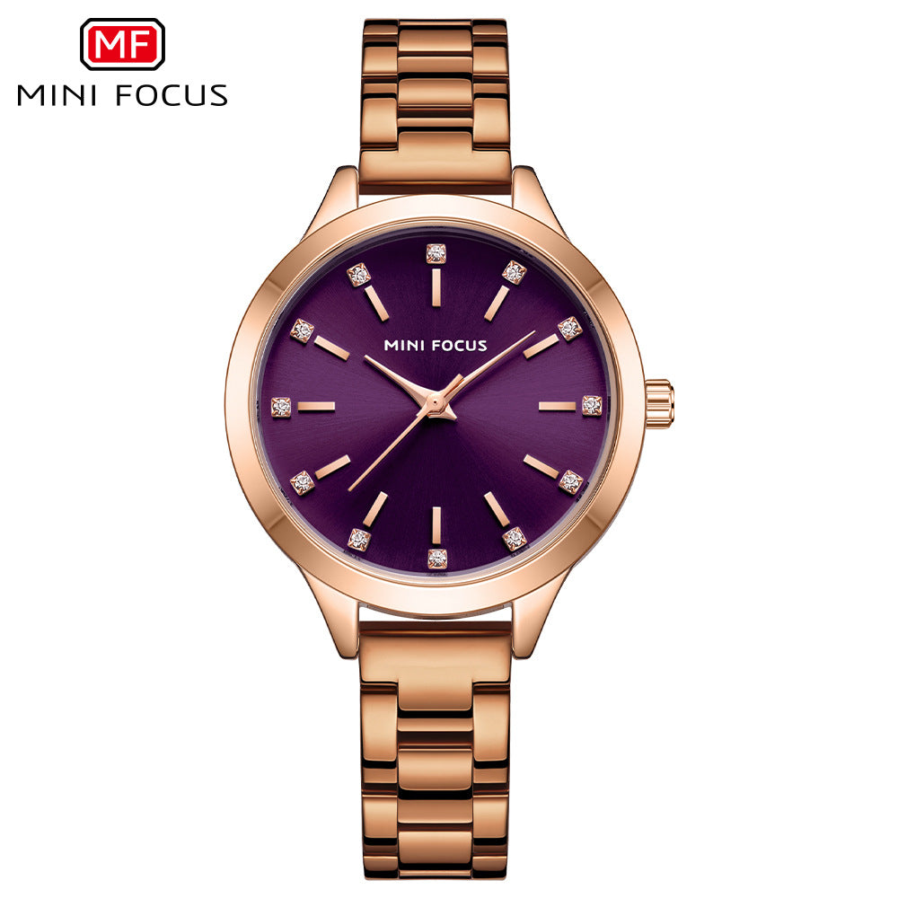 MINI FOCUS brand women's watch light luxury diamond women's watch simple steel belt waterproof women's watch MF0367L