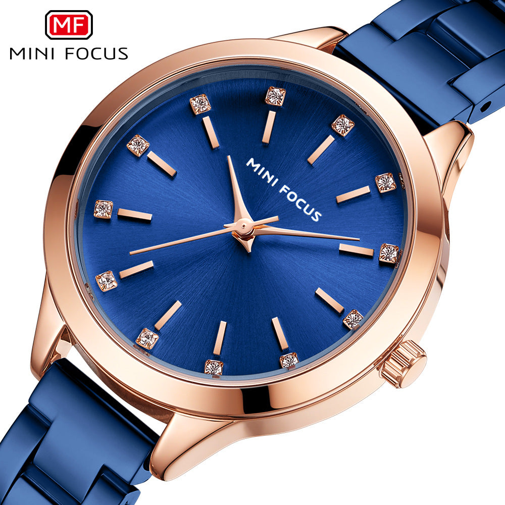 MINI FOCUS brand women's watch light luxury diamond women's watch simple steel belt waterproof women's watch MF0367L