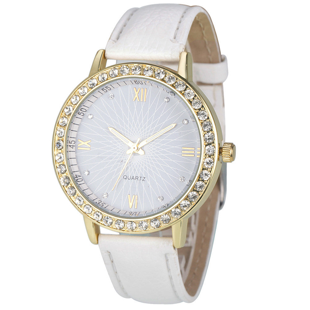 Women's watch sun face quartz watch personality rhinestone decoration fashion watch