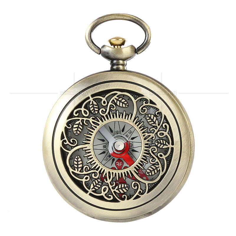 Vintage Pocket Watch Hollow Clamshell Bronze Compass