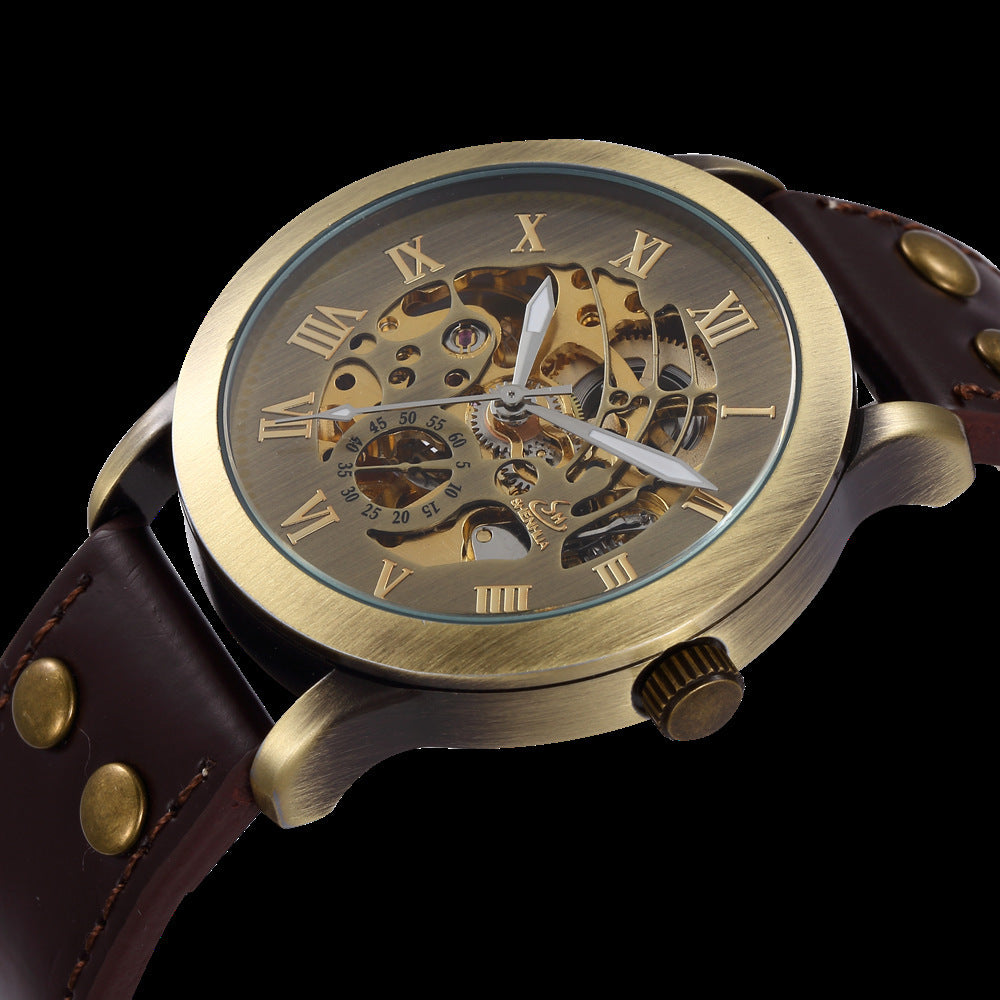 Shenhua deep Hua 9269 men's fashion leisure bronze full automatic mechanical belt watch wholesale trade