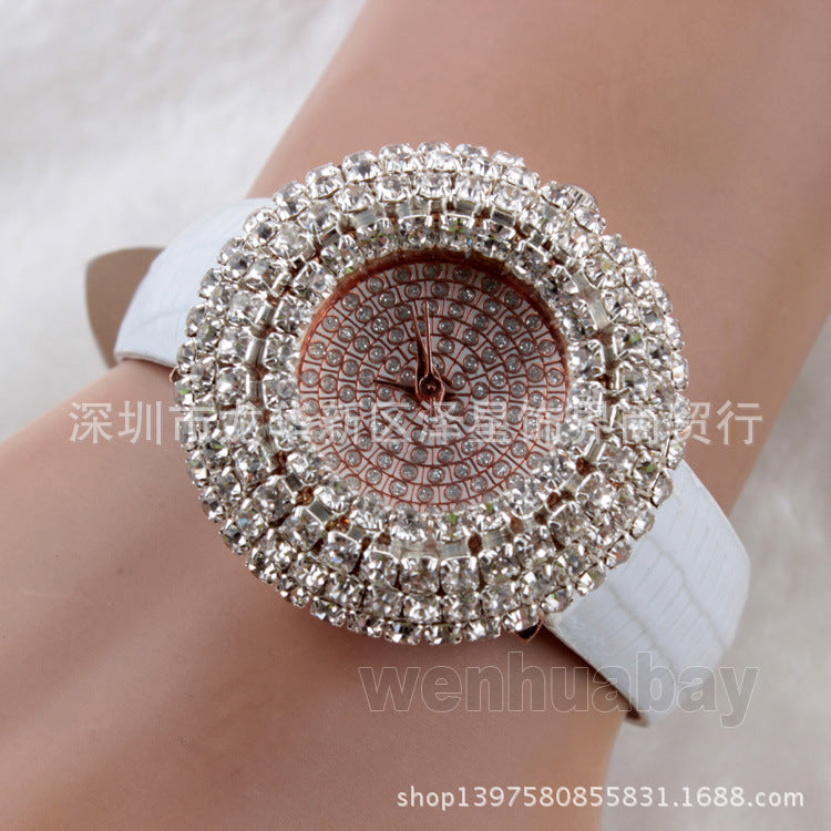 Explosive foreign trade ladies watch, star-studded leather fashion watch with rhinestones, high-end watch manufacturer (small)