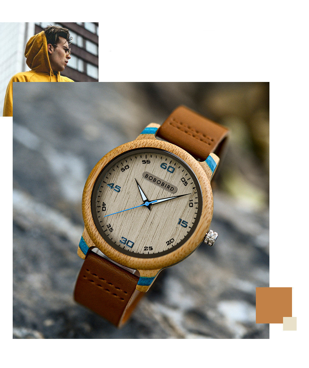 Creative Log Color Wooden Watch Quartz Movement