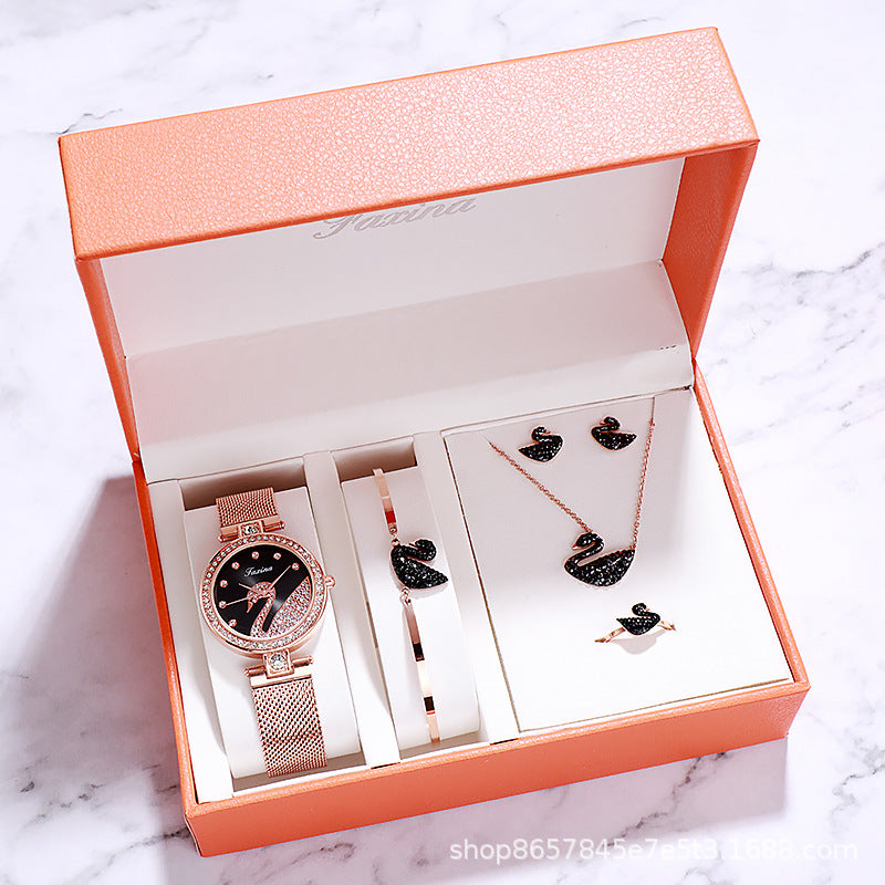 Fashion bracelet necklace ring ladies watch set