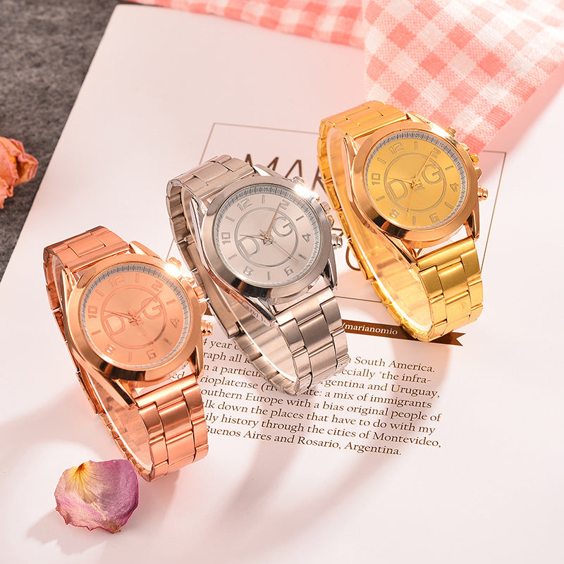 DQG Alloy Steel Band Watch Unisex Casual Quartz Watch