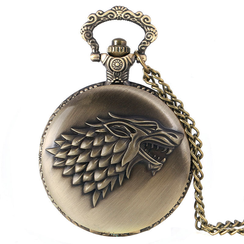 Vintage Large Pocket Watch Engraved Three-Headed