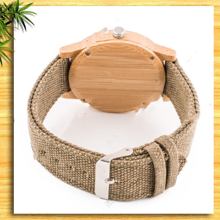 Men's And Women's Casual Wooden Canvas Strap Watch