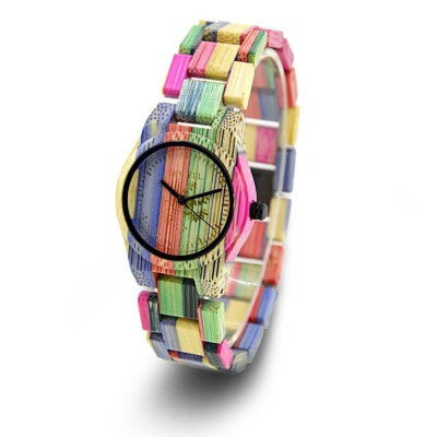 Orologio da polso donna dinamico in legno color bambù