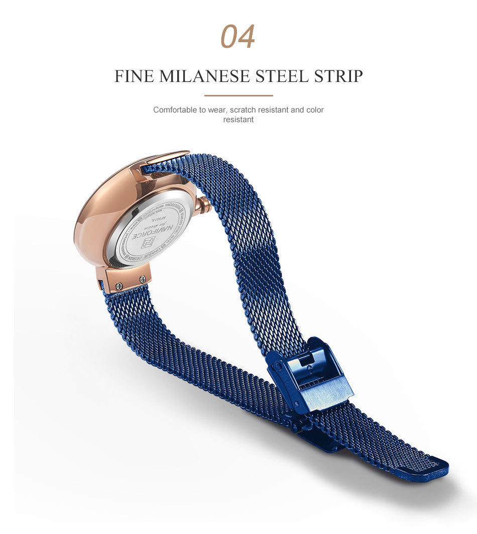 Casual fashion steel belt quartz female watch