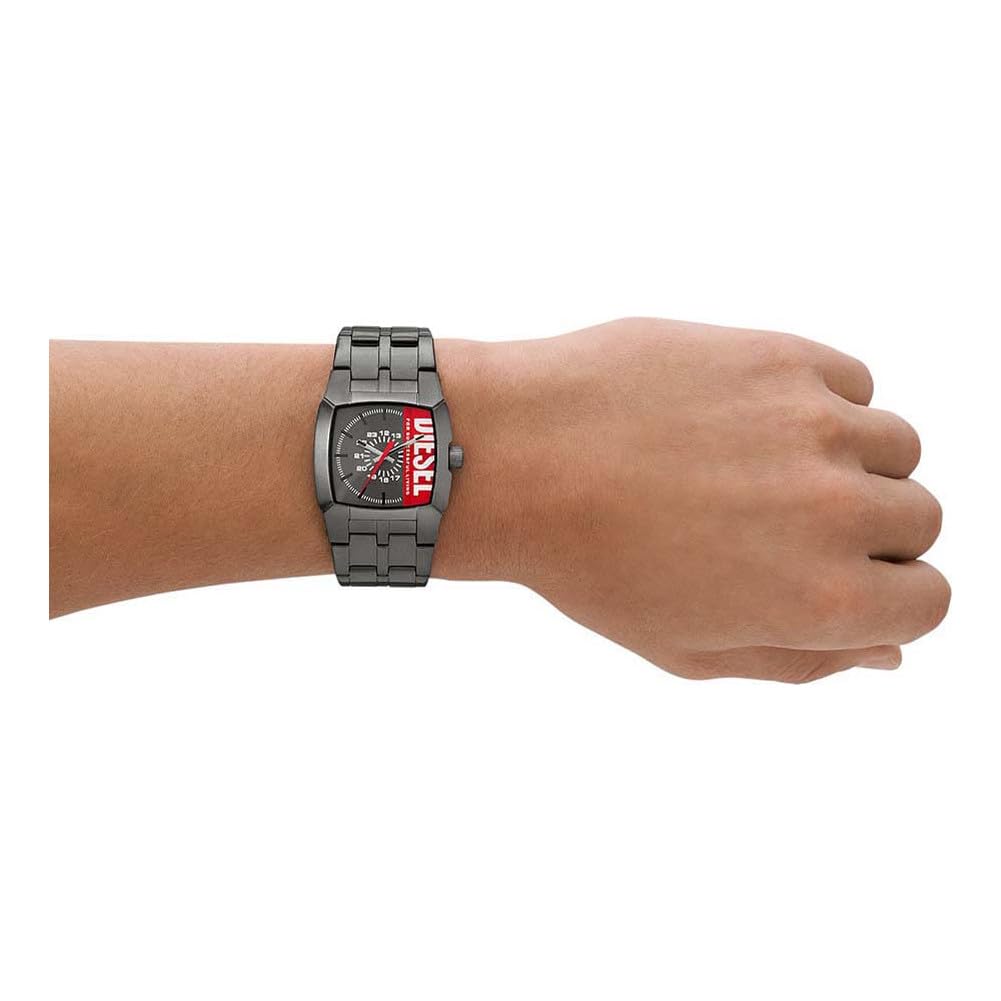 Diesel Orologio Cliffhanger da uomo, Movimento al quarzo a tre lancette con Cinturino in silicone, acciaio inox o pelle