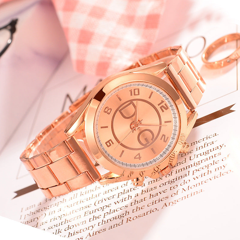 DQG Alloy Steel Band Watch Unisex Casual Quartz Watch