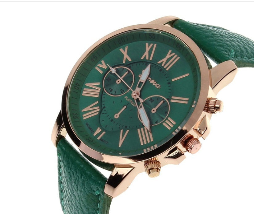 The latest three-eye belt watch Geneva GENEVA belt watch double-faced watch