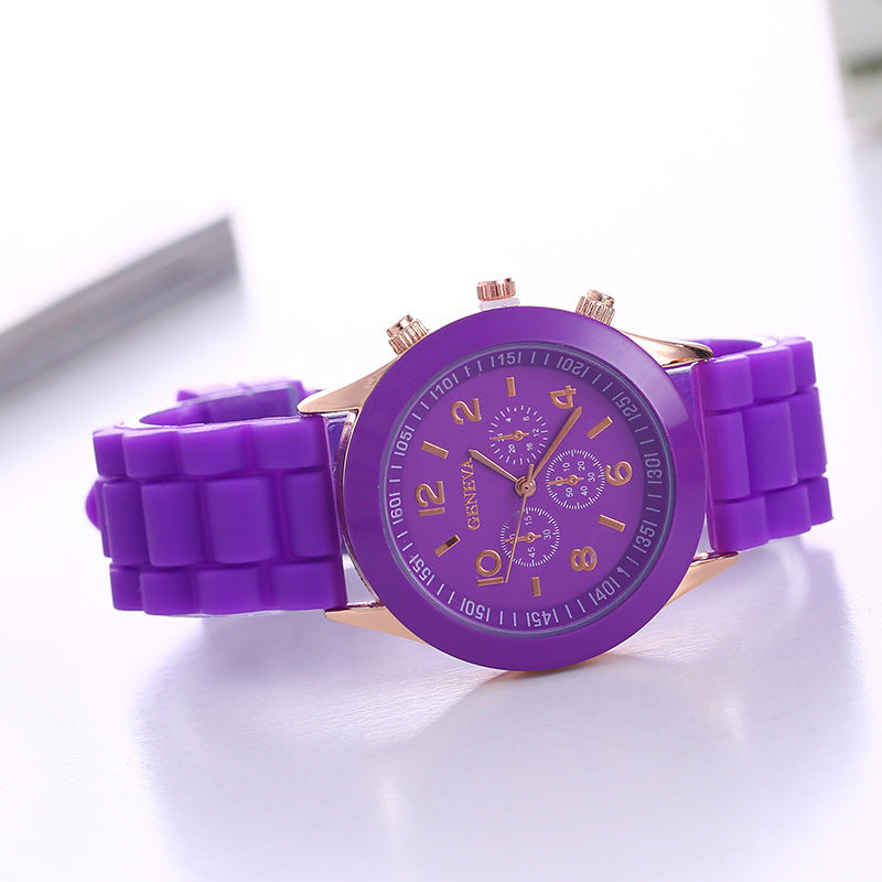 Spot geneva Geneva silicone watch women's Korean version fashionable and beautiful colorful jelly student casual watch