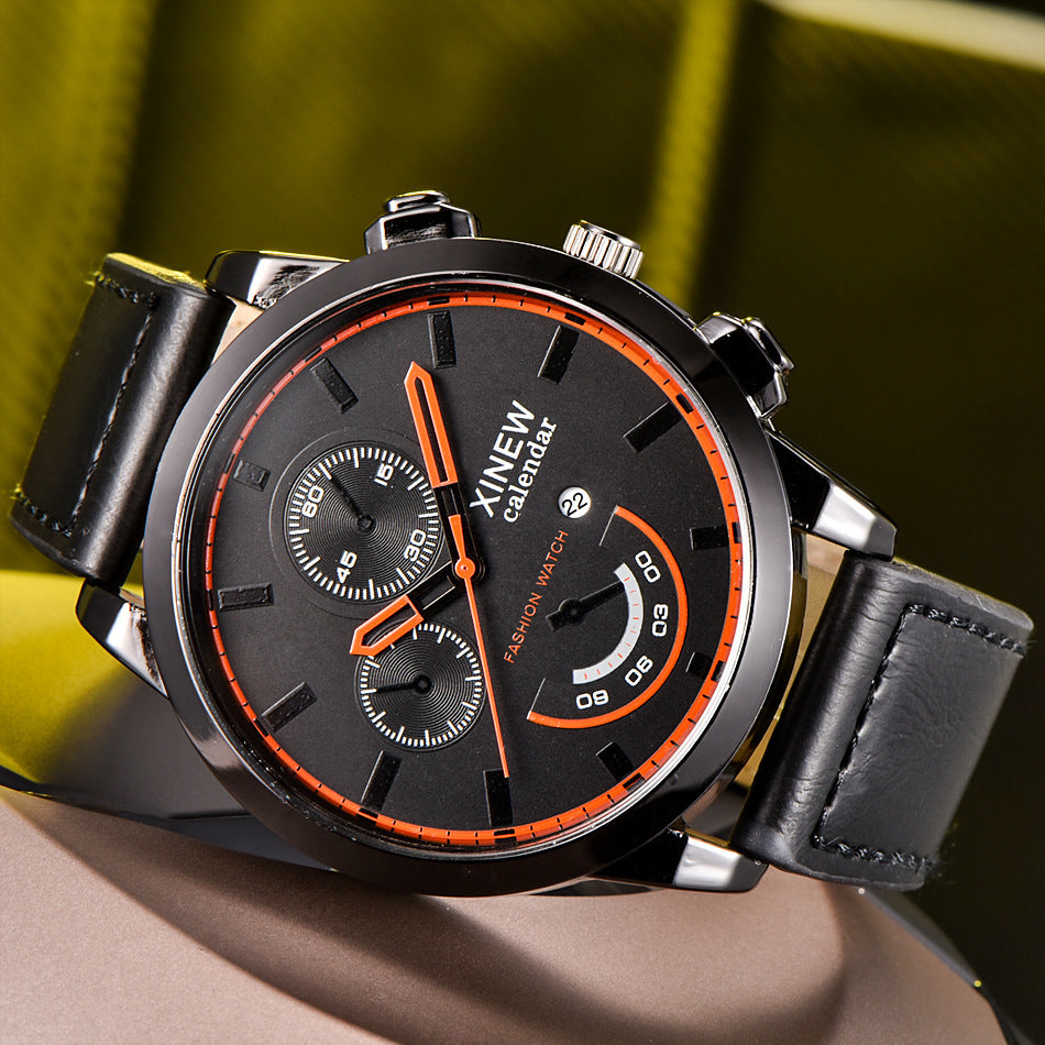 Men's large quartz watch