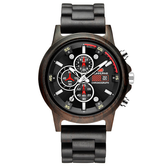 Multifunctional sports wood watch
