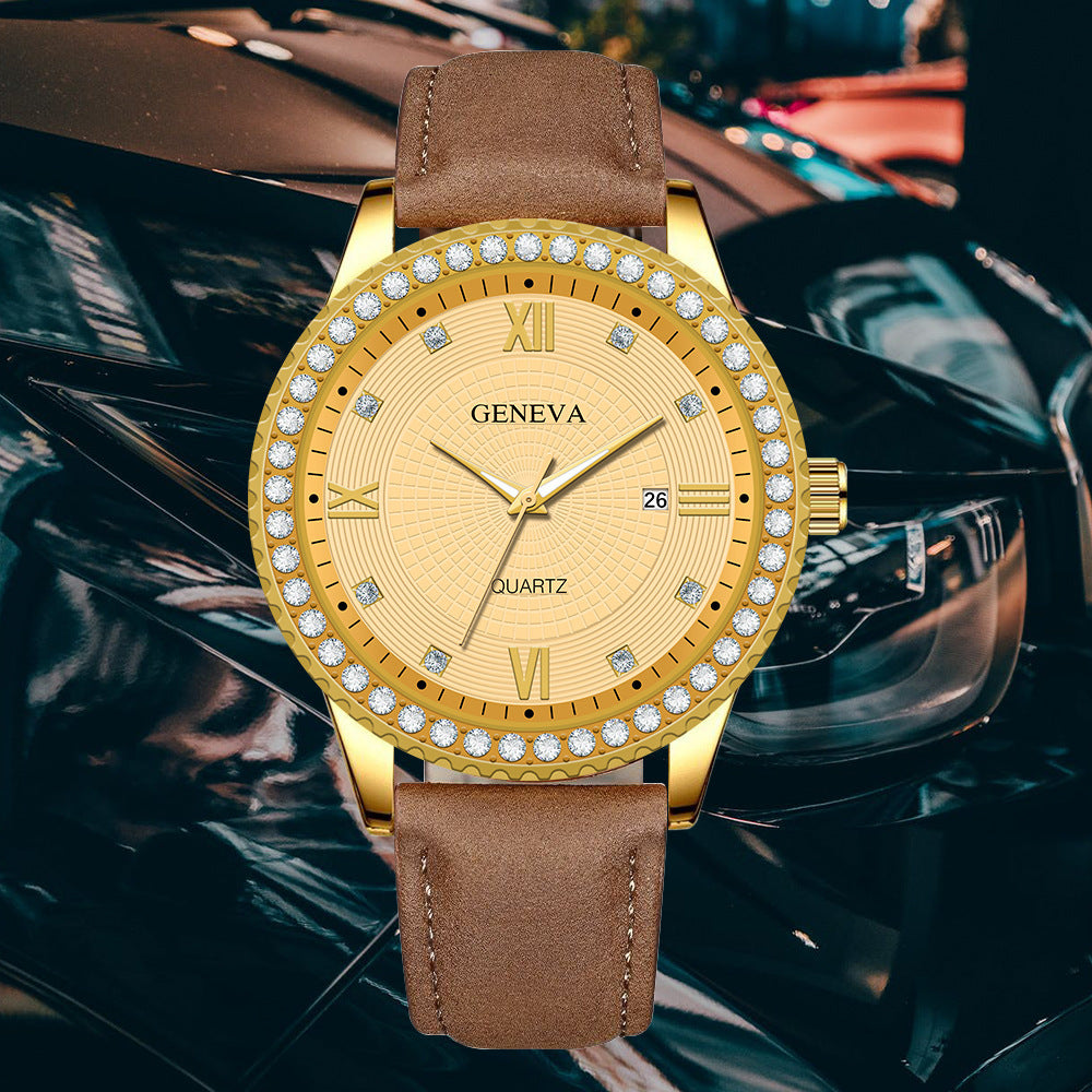 Watch Men's Steel Band Watch Fashion Calendar Quartz Strap Watch